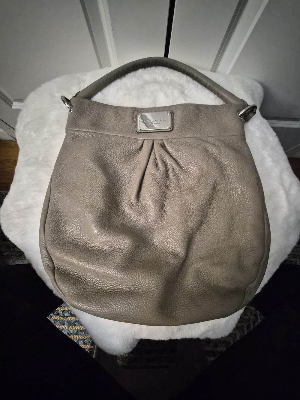MARC JACOBS Taupe Leather Hobo Bag